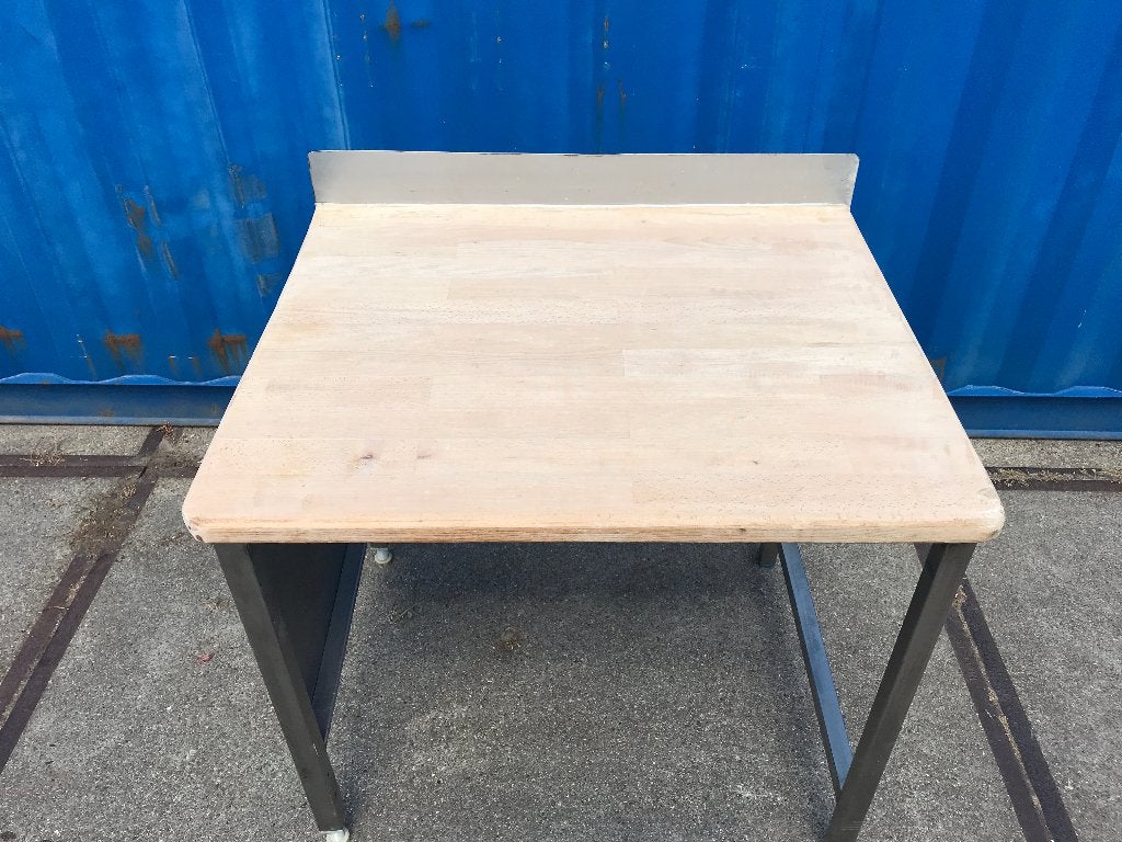 RVS frame tafel met dik houten multiplex werkblad BBQ meubel, Ophalen, Gebruikt, Gas