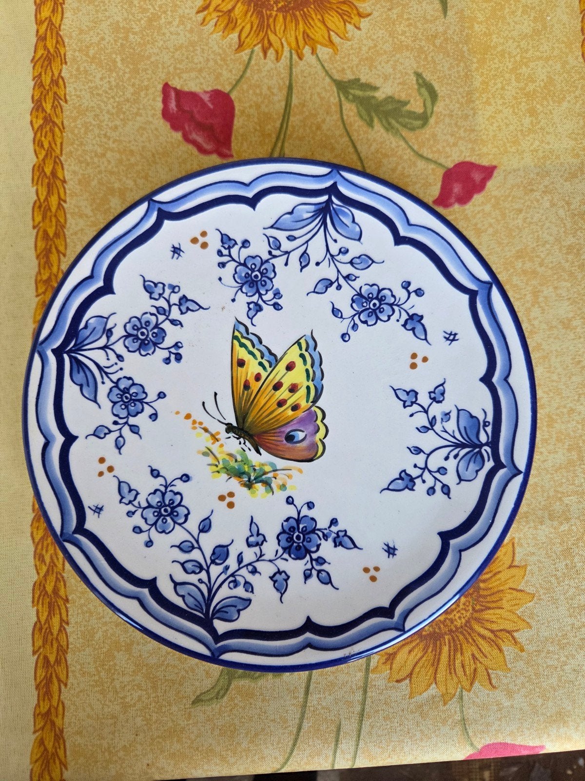 Decoratief bord met vlinder en bloemen, Ophalen