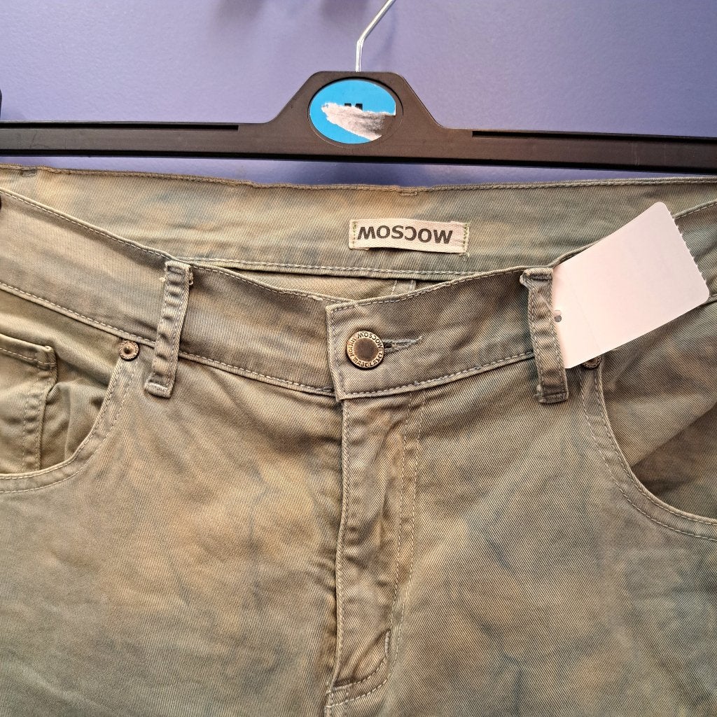 Moscow broek kaki groen / creme dyed patroon 33 L nr 48064, Moscow, ., Maat 42/44 (L), Ophalen of Verzenden