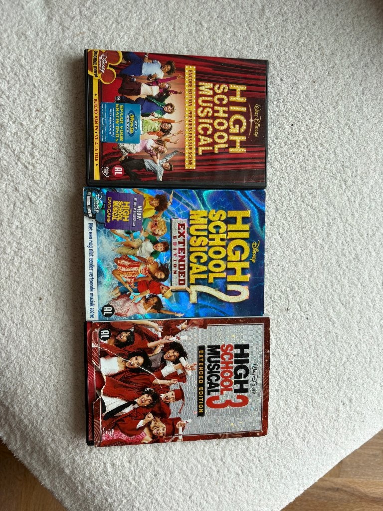 High School Musical 1, 2 en 3 op DVD, Gebruikt, Spaans, Bonusmateriaal, Overige genres