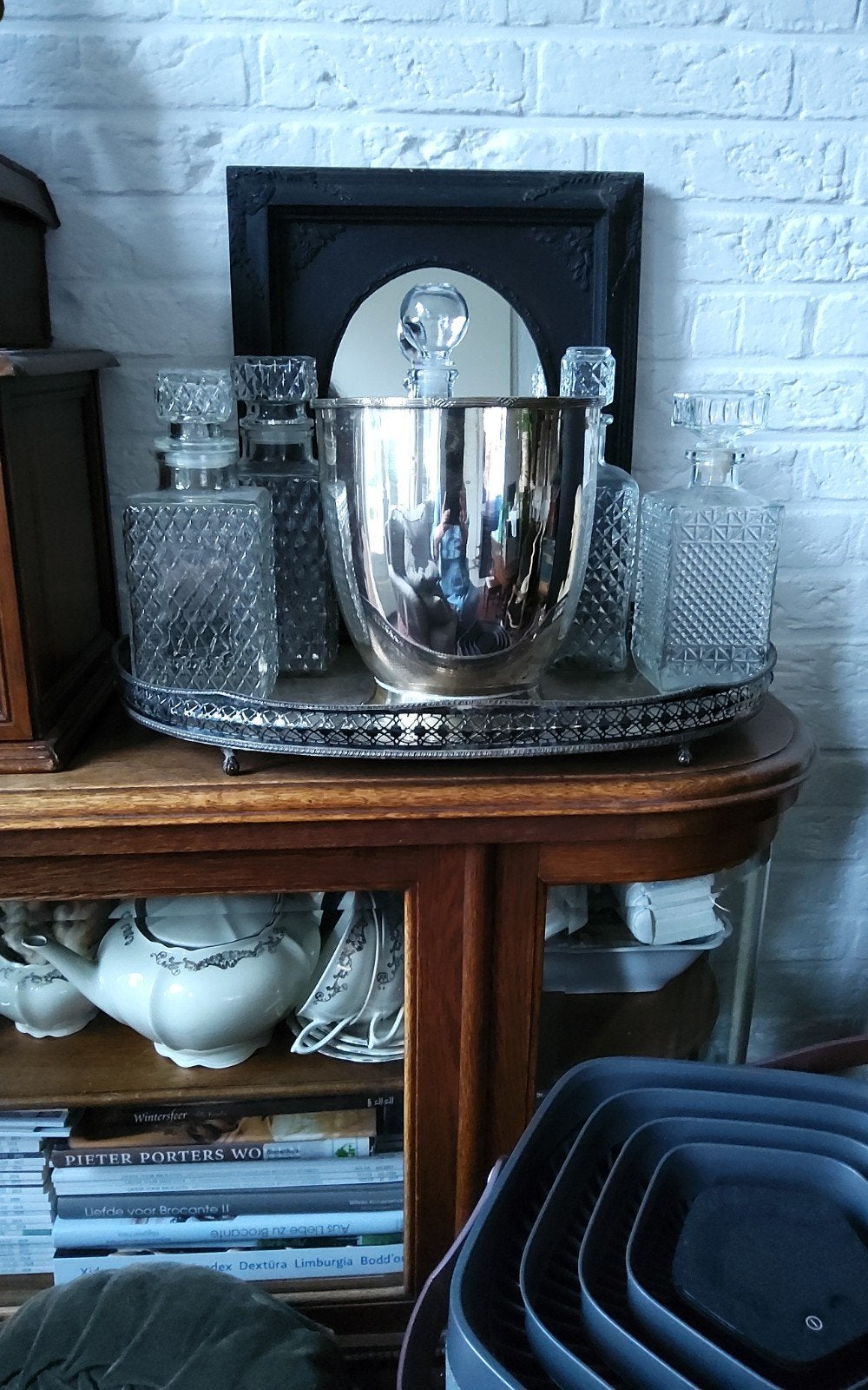 Brocante champagnekoeler  / wijnkoeler hotelzilver, Antiek en Kunst, Ophalen
