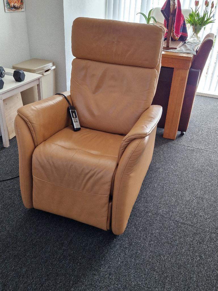 leren relaxstoel, Huis en Inrichting, Fauteuils, Ophalen, Gebruikt, 50 tot 75 cm, Leer
