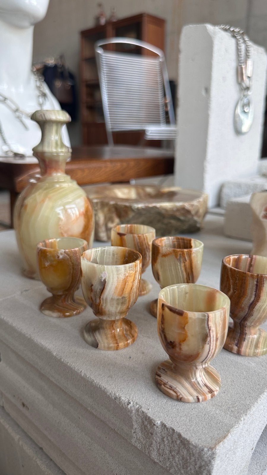 Onyx likeur/sake set met karaf en 6 glaasjes, Ophalen