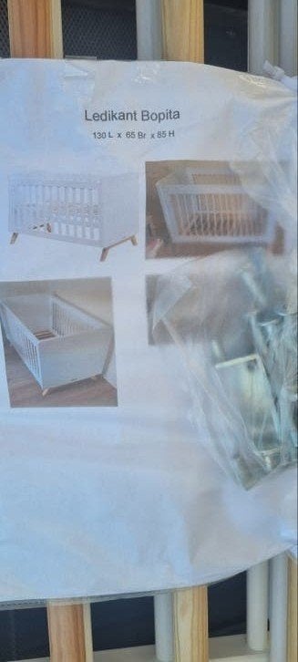 Ledikant Bopita - Wit/Hout - 130x65x85 cm, Huis en Inrichting, Slaapkamer | Bedden, Ophalen, Modern, Scandinavisch, Wit, 190 cm of minder