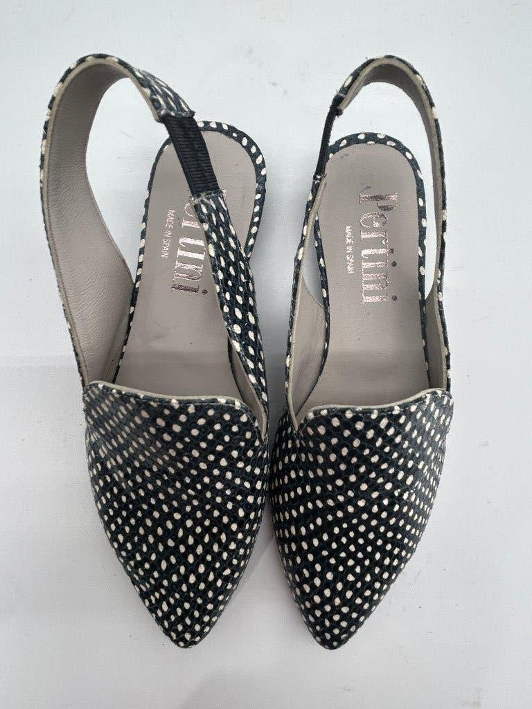 Pertini, maat 36 slingbacks met speelse polkadot print, Kleding | Dames, Pertini, Verzenden, Zwart, Nieuw