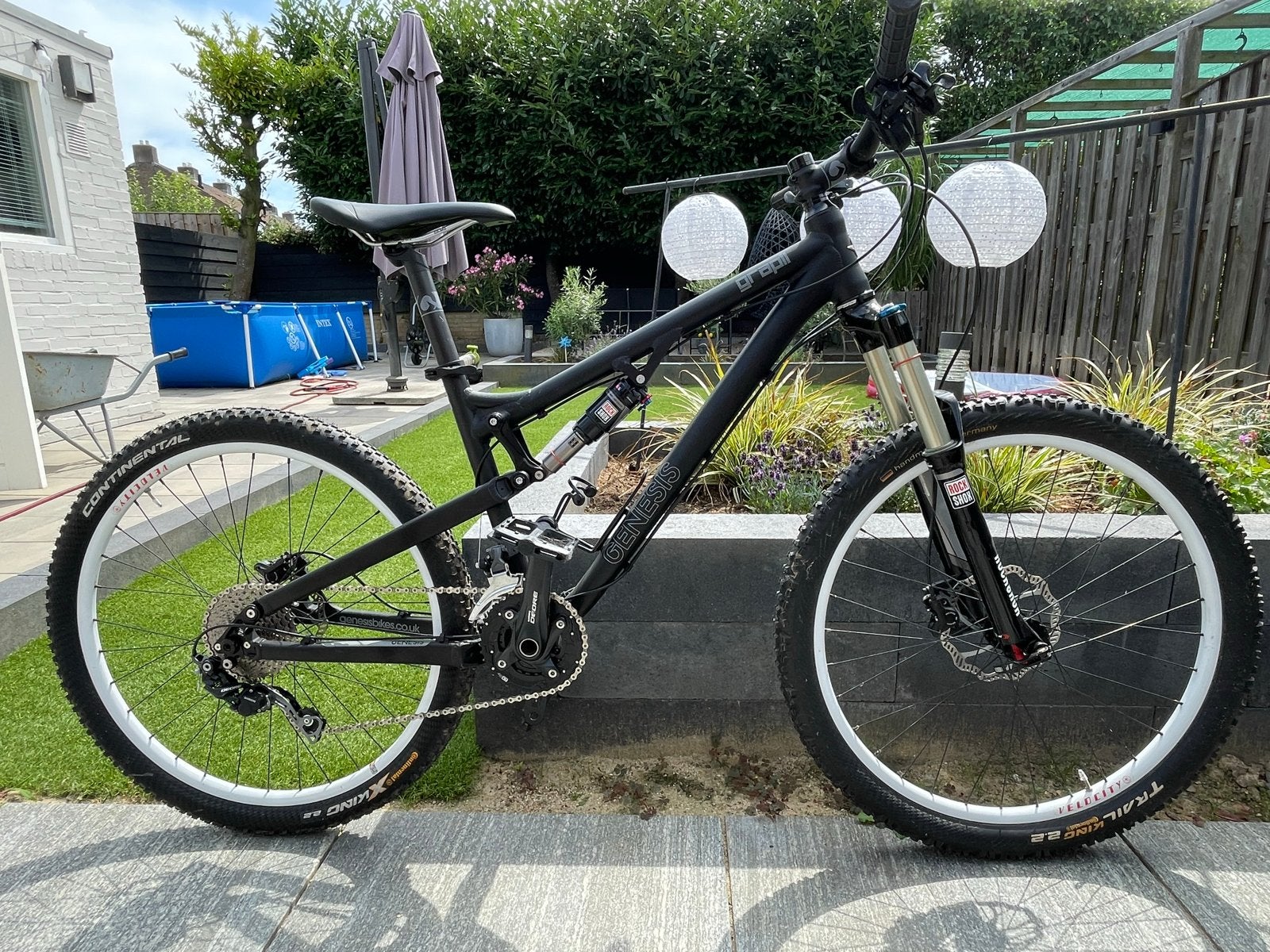 Genesis Fully Mountainbike - RockShox vering, Shimano Deore, Gebruikt, Schijfrem, 53 tot 57 cm, Ophalen
