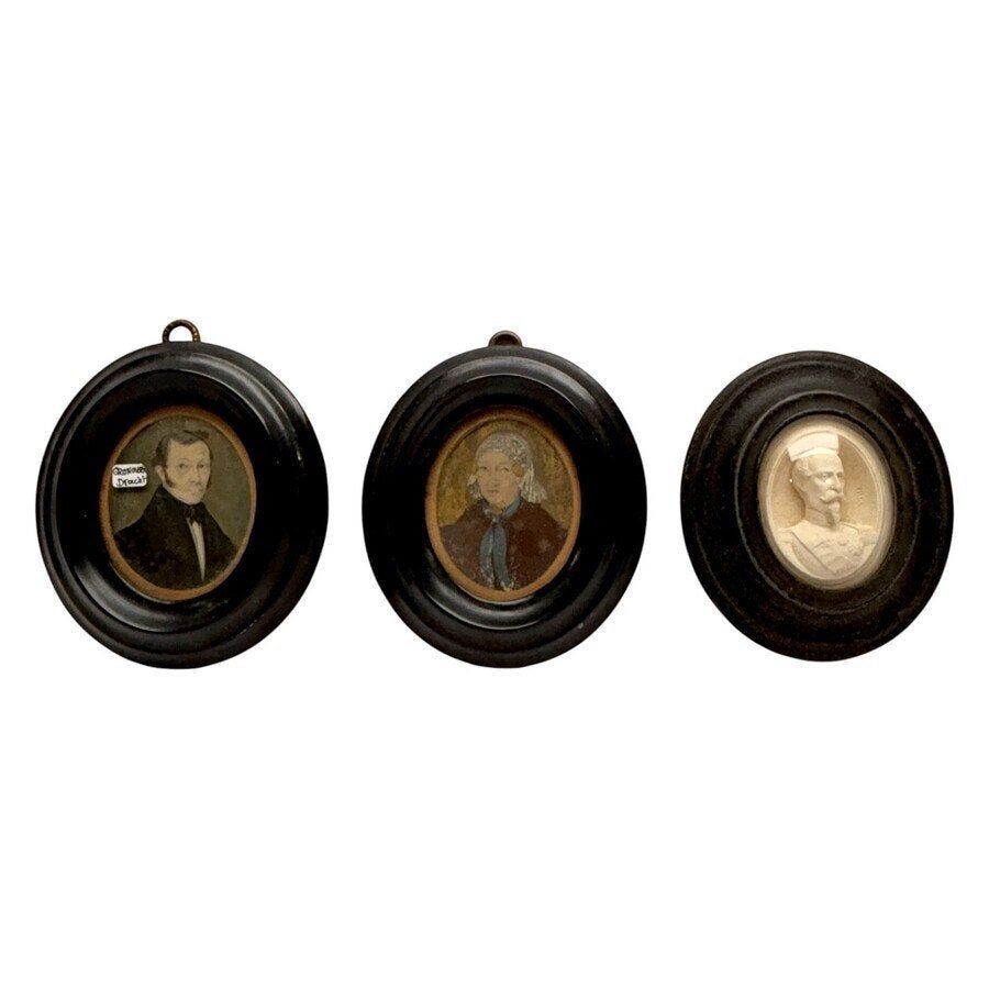 Drie miniatuur portretjes., Antiek en Kunst, Ophalen of Verzenden