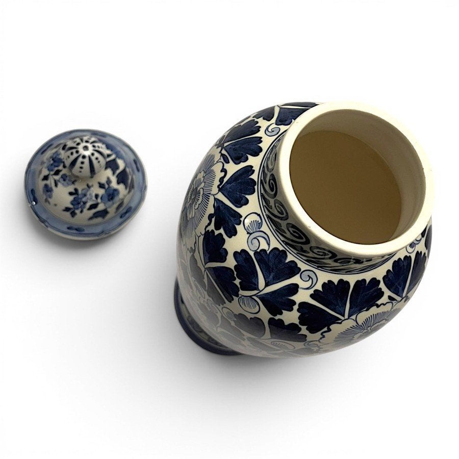 Delfts aardewerk. Blauw-witte dekselvaas, Ophalen of Verzenden