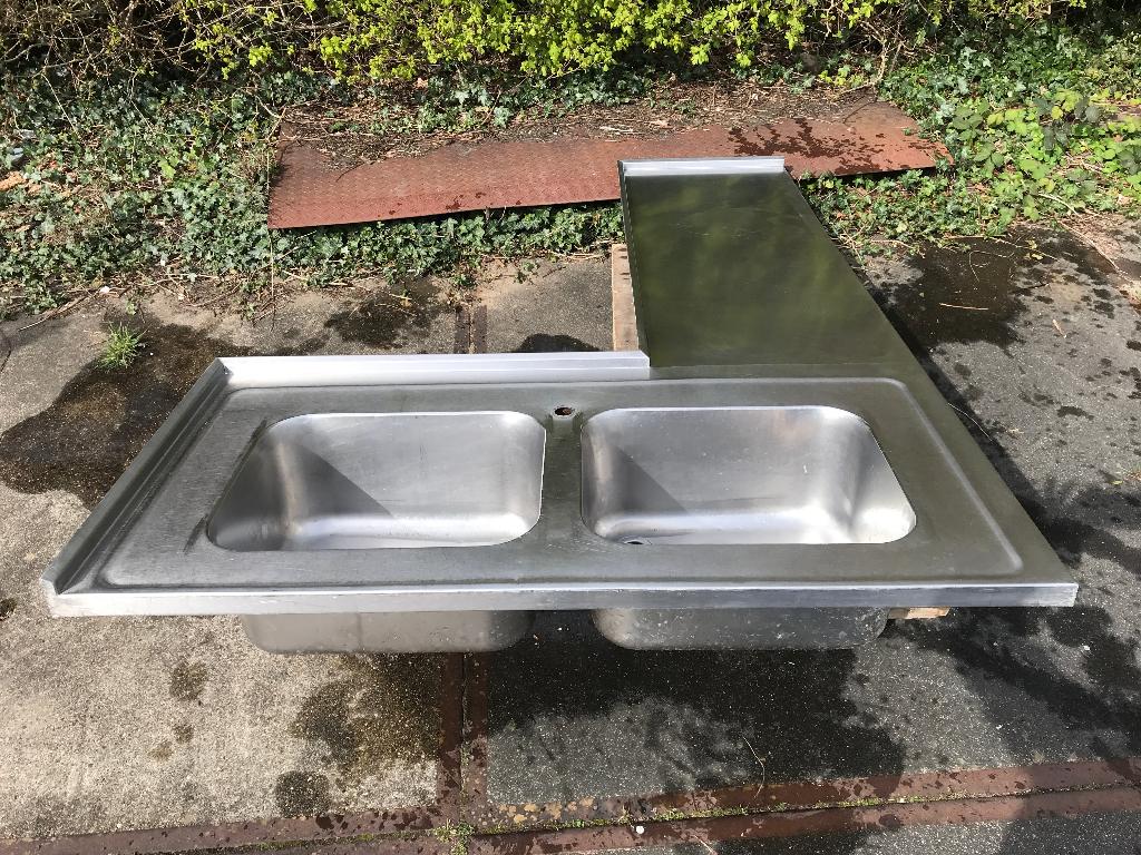 RVS dubbele hoek spoelbak werkblad los element / werktafel, Ophalen, Zo goed als nieuw, 200 cm of meer, Minder dan 100 cm