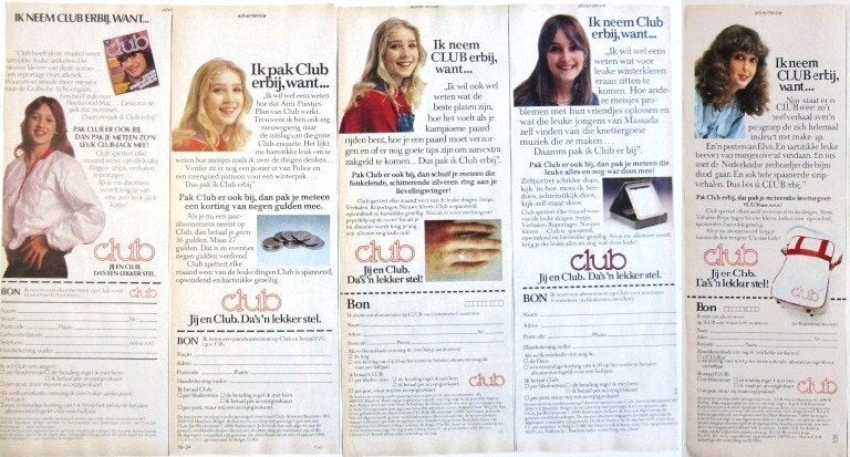 20 vintage advertenties reclames van Club blad 1980, Verzamelen, Ophalen of Verzenden, Gebruikt, Overige typen