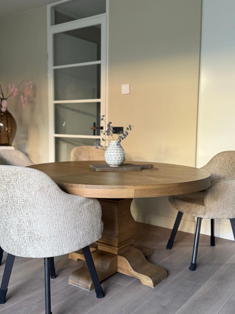 Ronde Kloostertafel 140cm - Landelijke stijl, Huis en Inrichting, Tafels | Eettafels, 100 tot 150 cm, Ophalen of Verzenden, Zo goed als nieuw