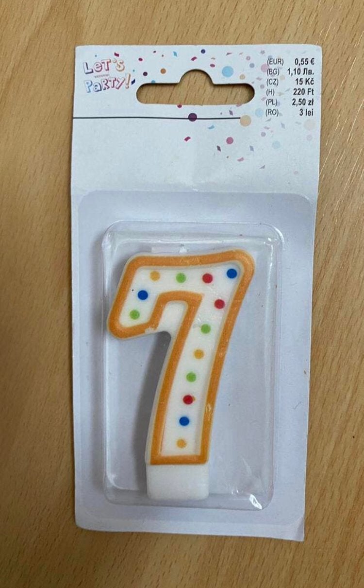 Kinderfeest 7 jaar kaarsje voor taart, Ophalen of Verzenden, Nieuw, Versiering, Verjaardag