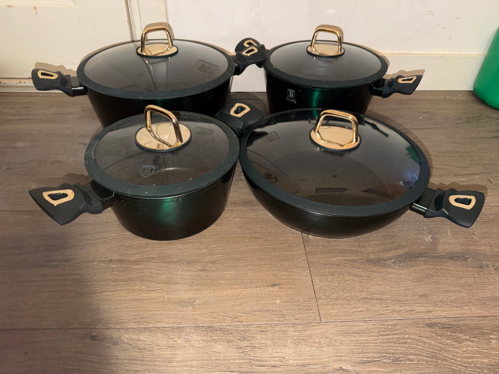 Berlinger Haus Emerald Green Pannenset - Zo goed als nieuw, Huis en Inrichting, Keuken | Potten en Pannen, Ophalen, Overige materialen