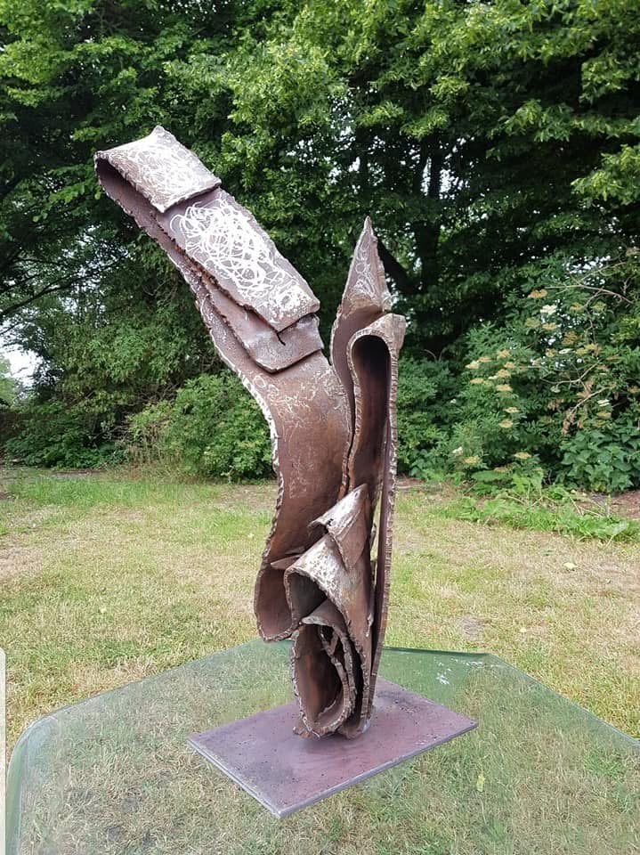 Metalen kunstwerk, Tuin en Terras, Tuinbeelden, Ophalen of Verzenden, Zo goed als nieuw, Metaal, Overige typen