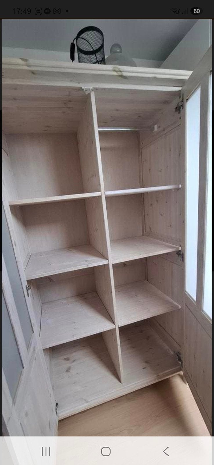 Houten kledingkast met glazen deuren, Ophalen, Met deur(en), Gebruikt, 100 tot 150 cm