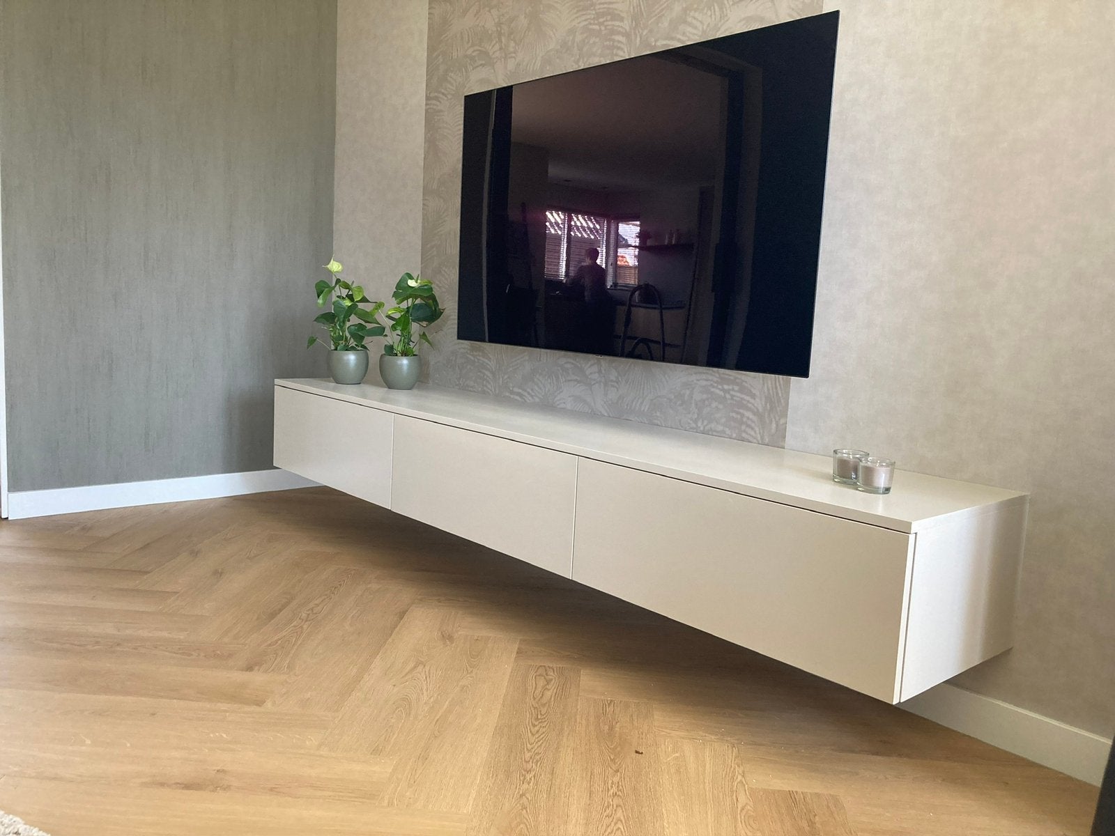 Zwevend tv-meubel op uw gewenste maat en kleur, Nieuw, Ophalen of Verzenden, 200 cm of meer, Minder dan 100 cm