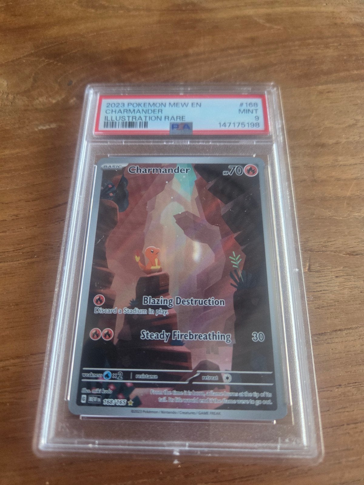 PSA 9 Charmander 168/165 Illustration Rare Pokemon Kaar, Ophalen of Verzenden, Zo goed als nieuw, Losse kaart