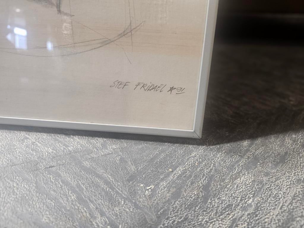 Ingelijste tekening Stef Fridae '91, Antiek en Kunst, Ophalen of Verzenden