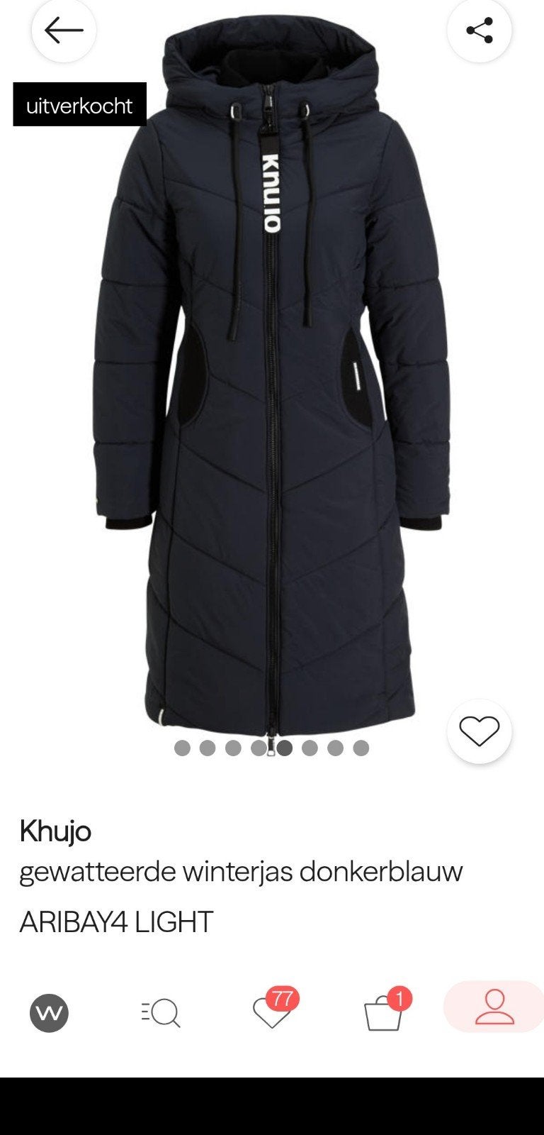 Khujo gewatteerde winterjas donkerblauw XS, Blauw, Khujo, Ophalen of Verzenden, Zo goed als nieuw