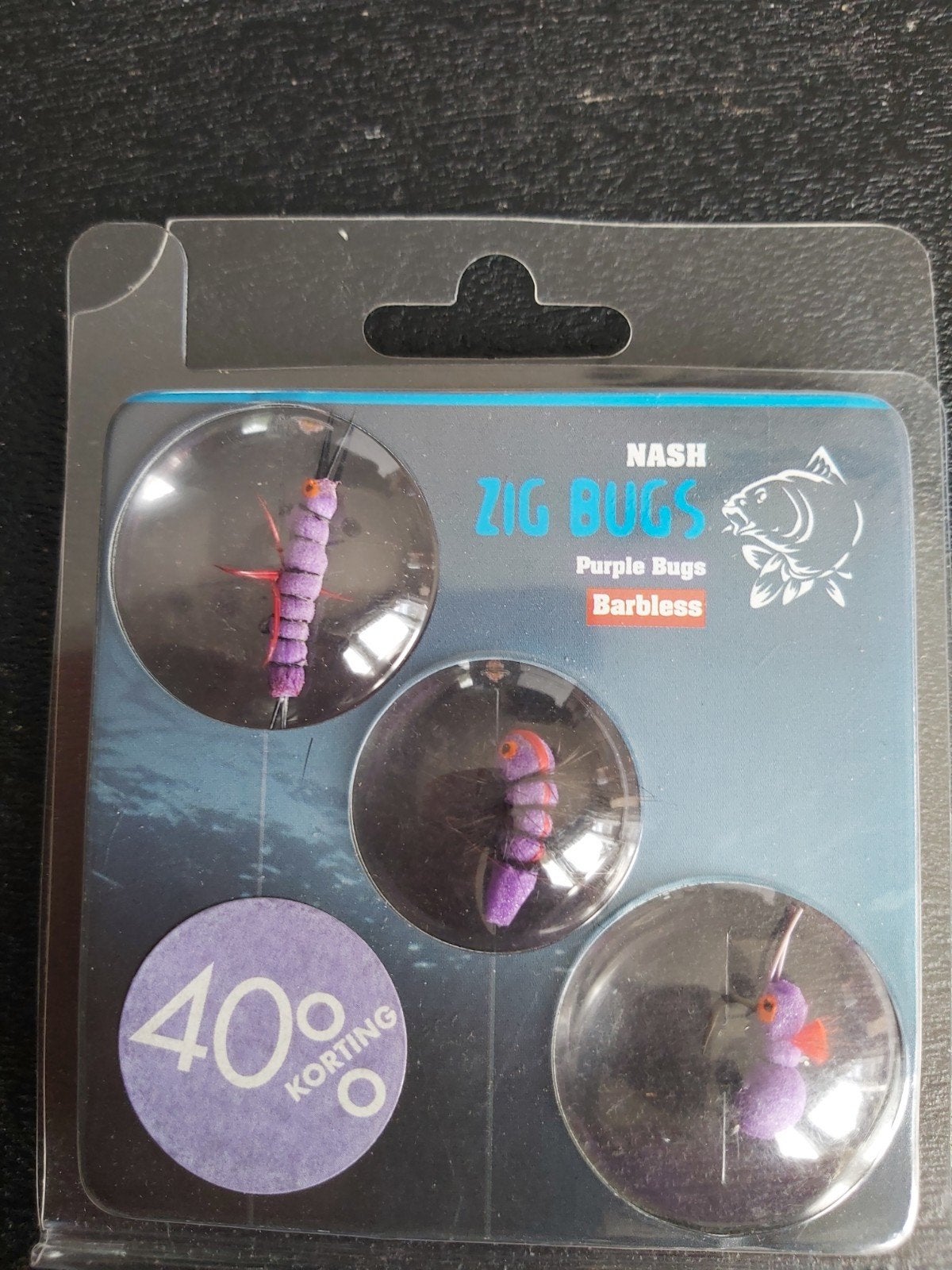 Nash Zig Bugs Purple Barbless - 3 stuks, Ophalen of Verzenden, Nieuw, Kunstaas