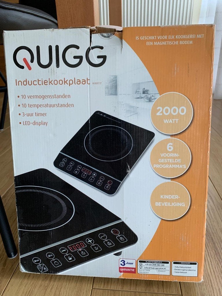 Inductiekookplaat 2000W, Ophalen, 3 kookzones of minder, Zo goed als nieuw, Inductie
