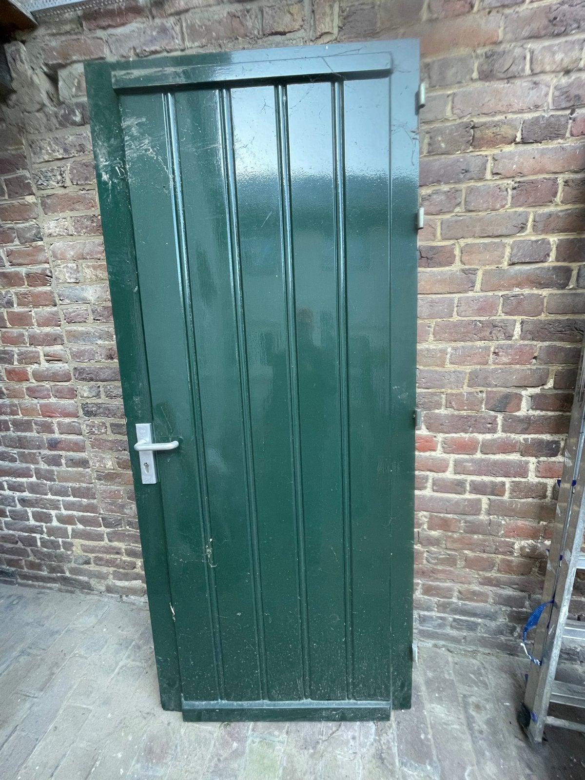 Hard houten Garagedeur - Groen geverfd, Ophalen, 80 tot 100 cm, Garagedeur, Zo goed als nieuw