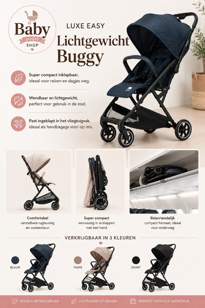 Deryan Easy Luxe Buggy - Lichtgewicht - Compact - Inklapbaar, Ophalen of Verzenden, Zo goed als nieuw, Verstelbare rugleuning