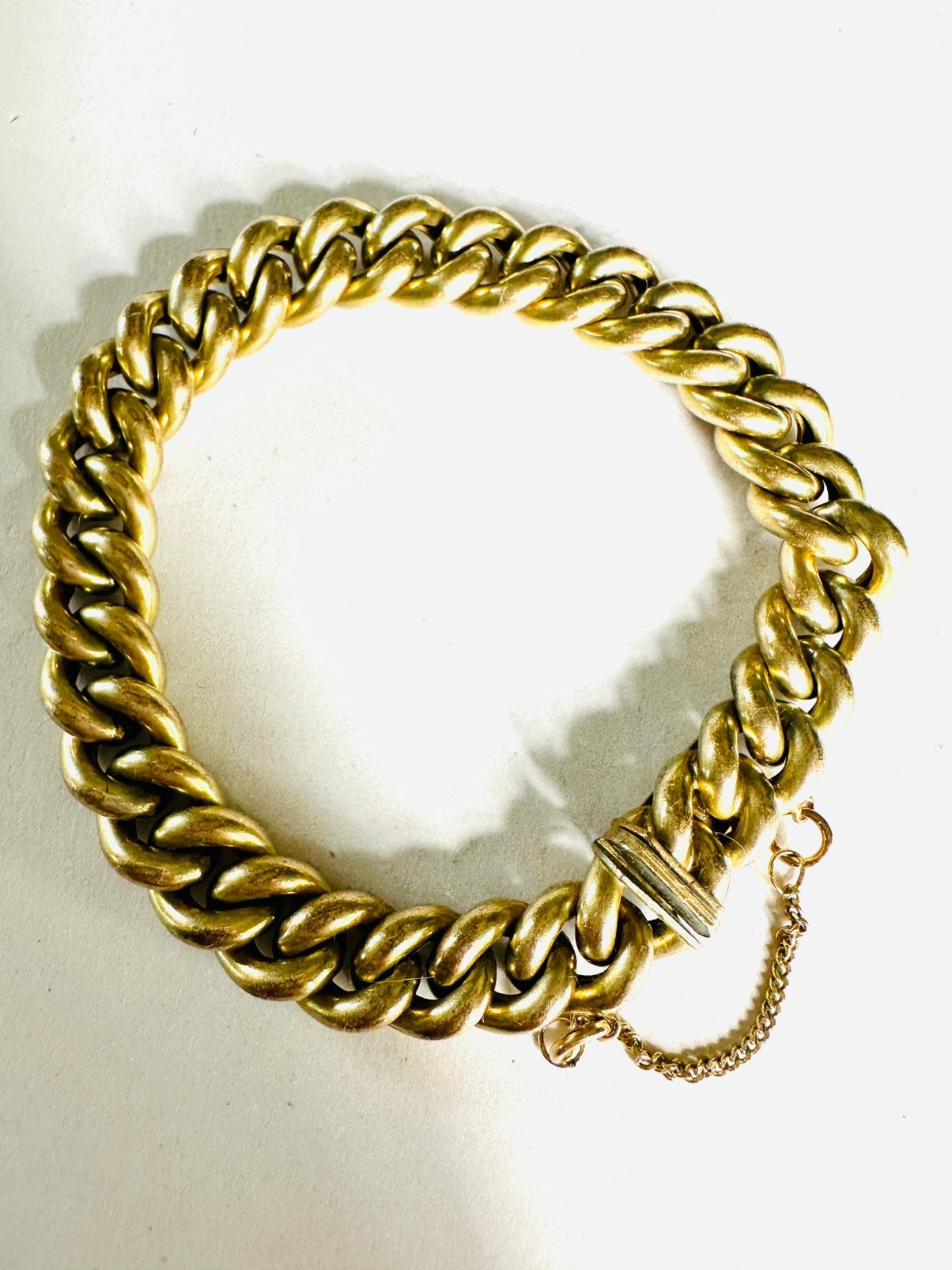 Vintage doublé Franse gourmet schakel armband, Verzenden, Gebruikt, Goud, Overige materialen