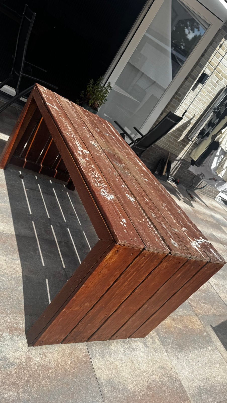Steigerhouten tuintafel, Ophalen, Gebruikt, Rechthoekig, Hout