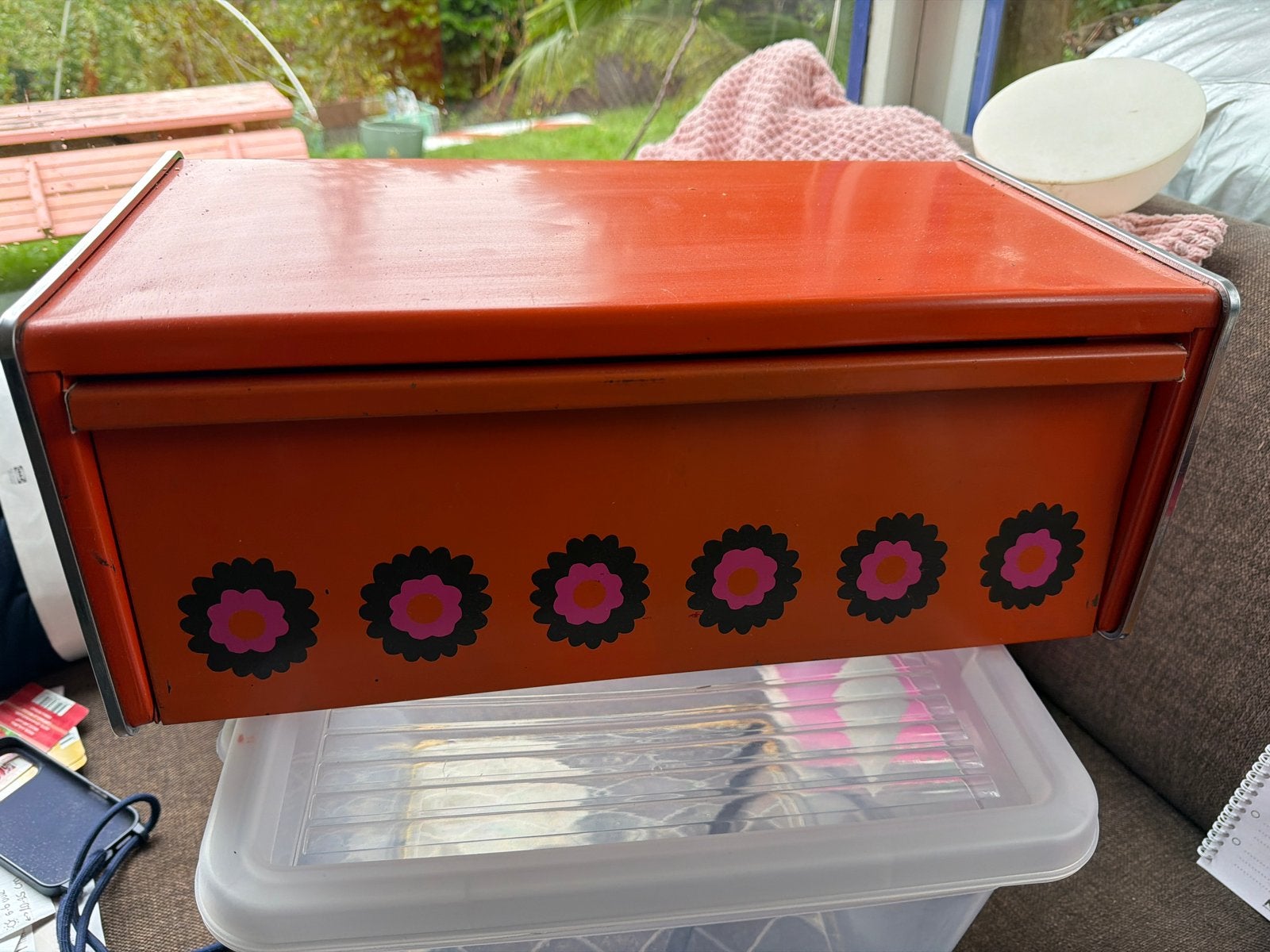 Vintage Brabantia Broodtrommel met Bloemenpatroon, Ophalen of Verzenden
