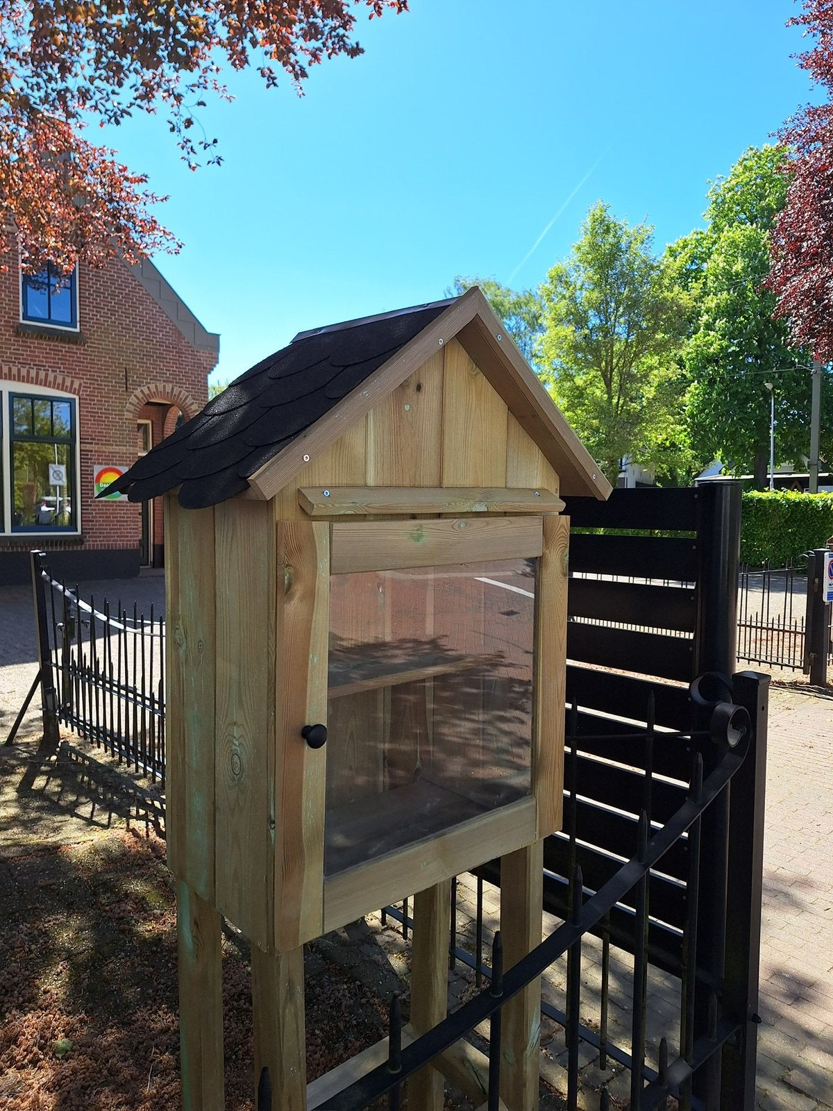 Minibieb/boekenkastje met bitumen dak!, Ophalen, Nieuw, Minder dan 100 cm, Grenenhout