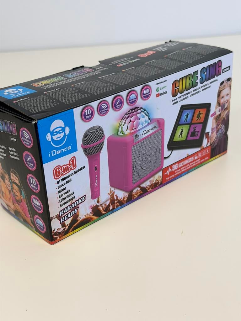 iDance Cube Sing 200 Karaoke Set Bluetooth Disco microfoon, Nieuw, Ophalen of Verzenden, H, H