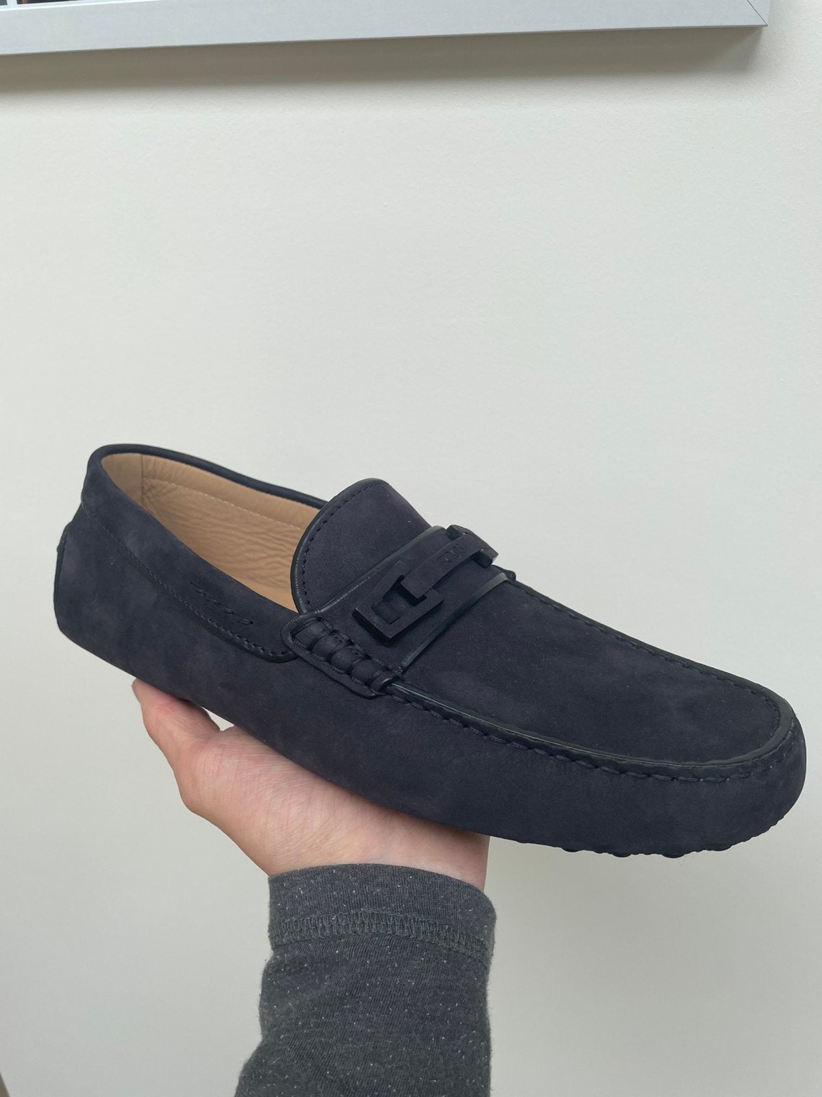 TOD’s Loafers - Donkerblauwe suède instappers, Blauw, Nieuw, Loafers, Ophalen