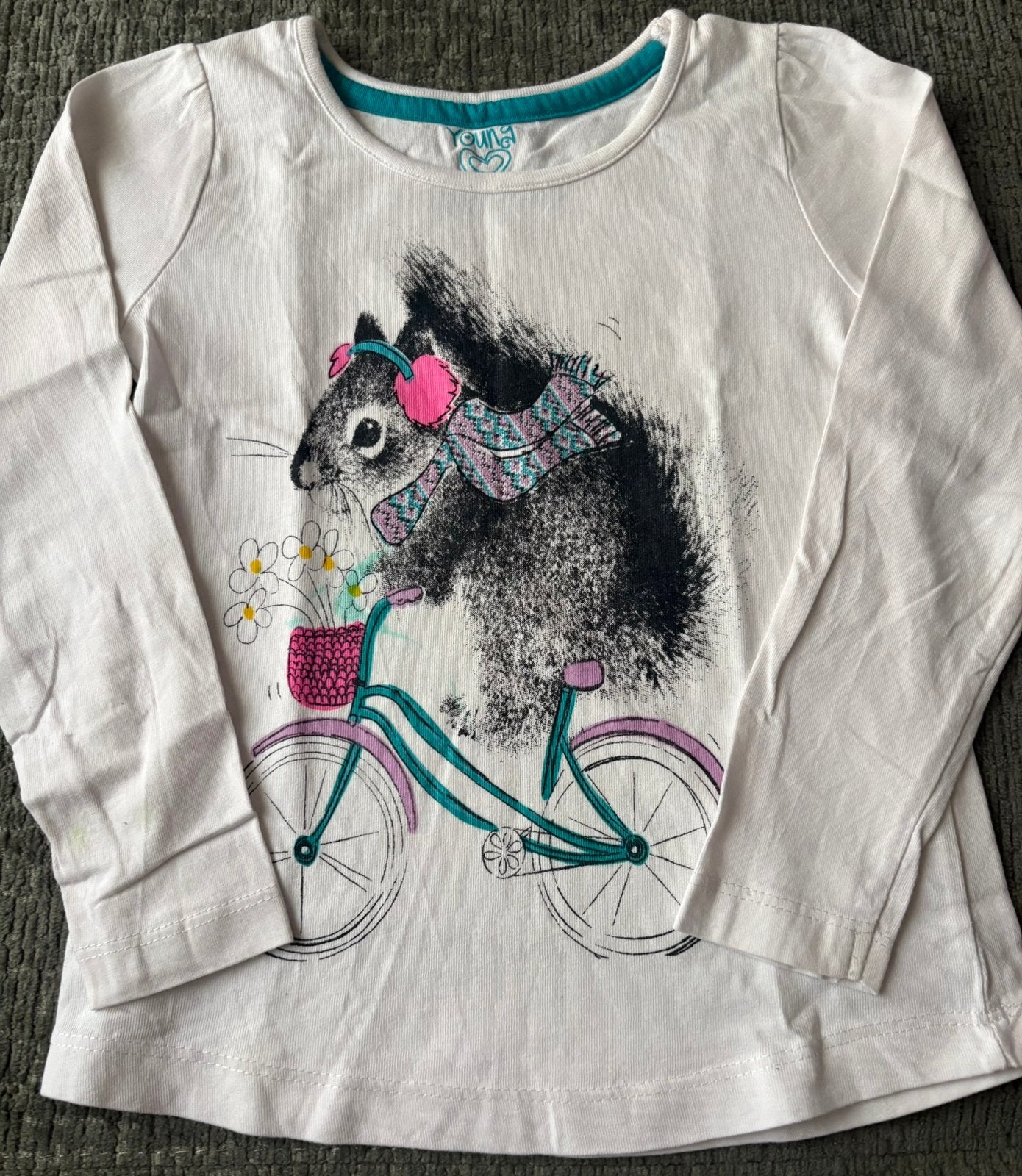 Creme shirtje eenkhoorn, maat 110, meisje, Ophalen of Verzenden, Zo goed als nieuw, Meisje, Shirt of Longsleeve