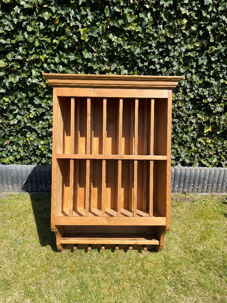 Massief houten bordenrek, Ophalen, Gebruikt, Bruin, 50 tot 100 cm