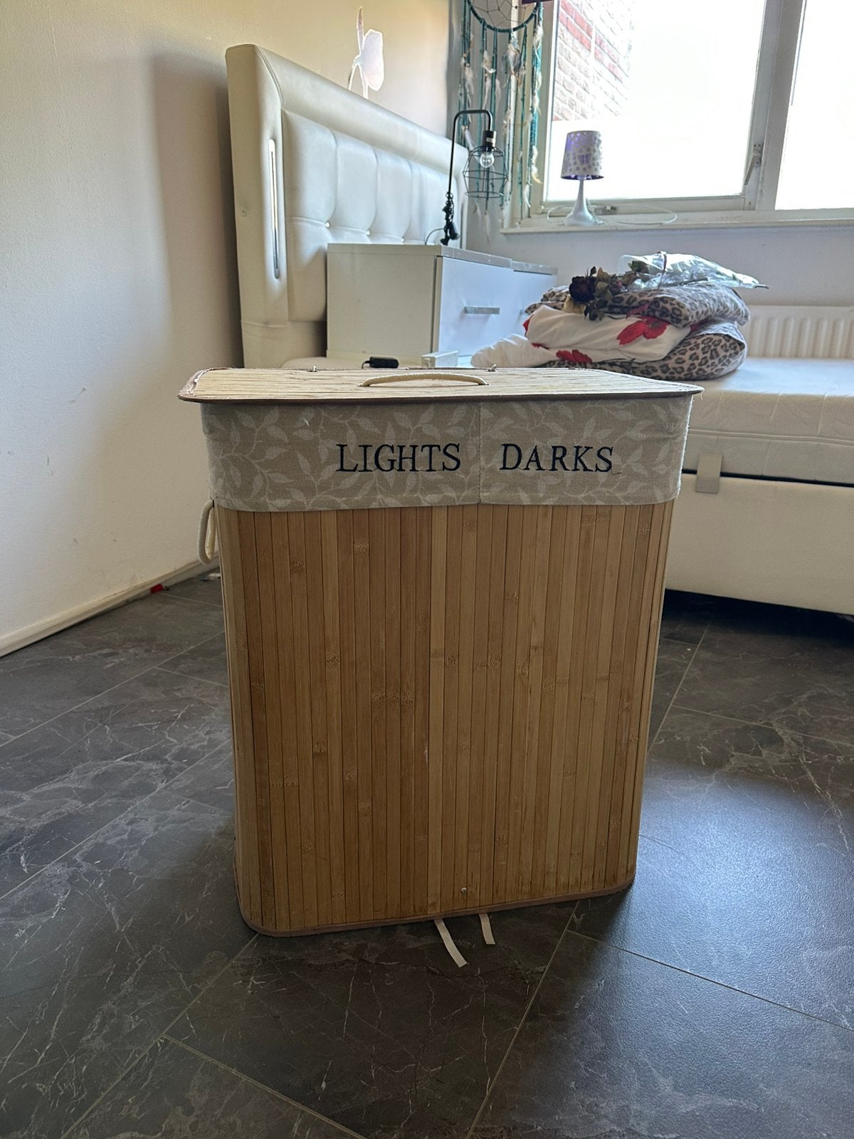 wasmand met 2 vakken en deksel, Ophalen, Zo goed als nieuw