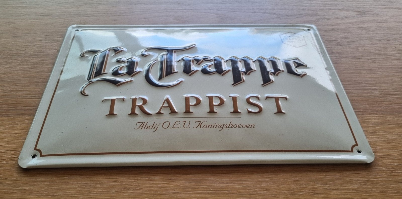 La Trappe Trappist bord bier brouwerij reclamebord mancave, Ophalen of Verzenden, Gebruikt, Reclamebord