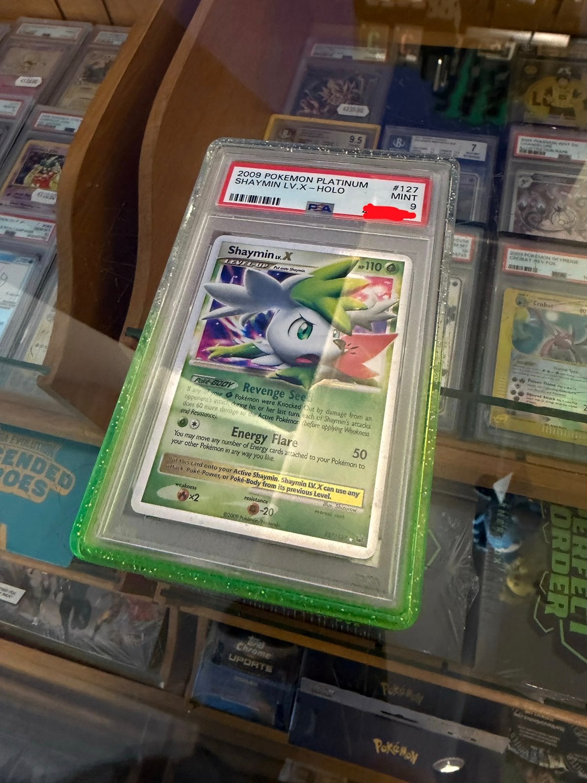 Pokémon Shaymin LV.X Holo Platinum PSA 9, Ophalen of Verzenden, Zo goed als nieuw, Losse kaart, Foil