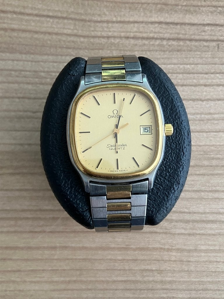 Omega Seamaster Quartz (Cal. 1342) met staal / goud armband, Staal, Gebruikt, -, -