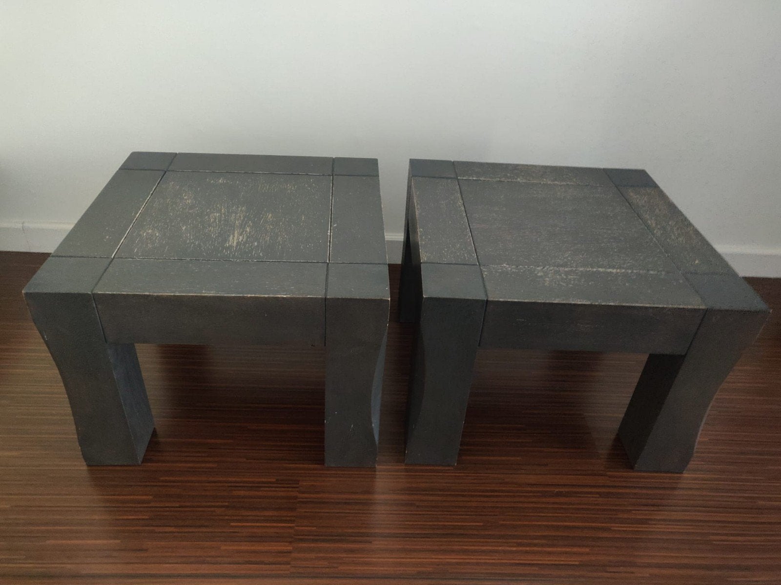 Set van 2 donkere bijzettafels, vierkant, Ophalen, Minder dan 45 cm, Minder dan 55 cm, Vierkant