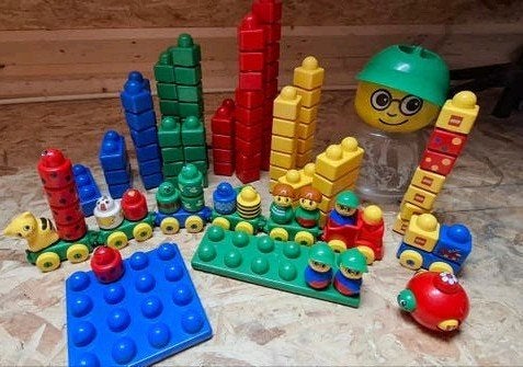 Grote doos met Lego Duplo Primo blokken trein opberg pop, Inclusief minifiguren, Gebruikt, Ophalen of Verzenden, Duplo
