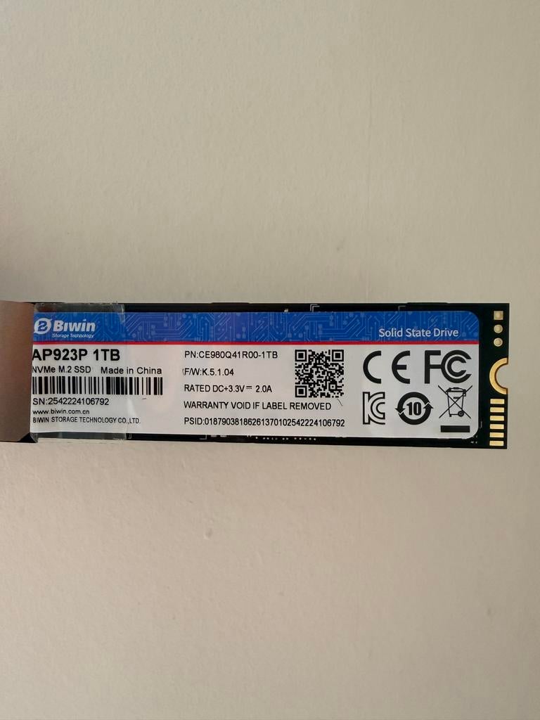 Biwin High-Performance Gen4 M.2 NVMe SSD - 1TB, Computers en Software, Harde schijven, Zo goed als nieuw, Server, Intern, SSD
