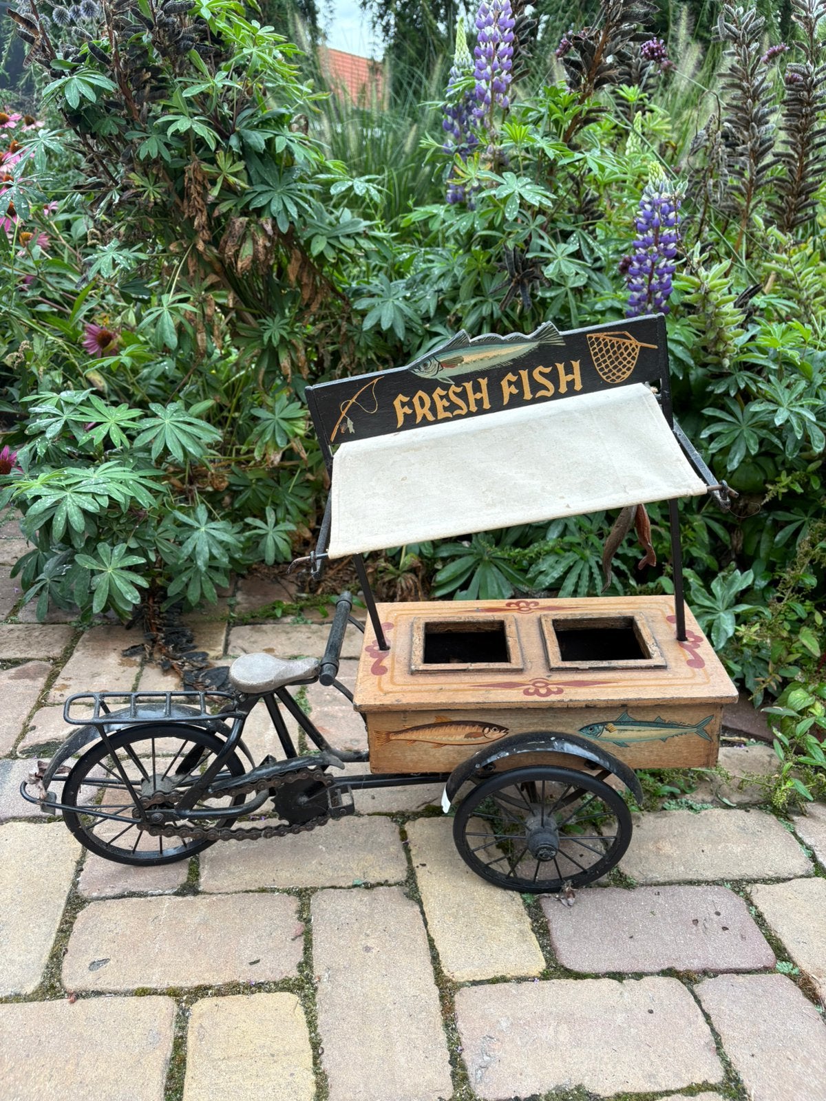 Nostalgische decoratieve kleine viskar/fiets, Ophalen of Verzenden, Gebruikt