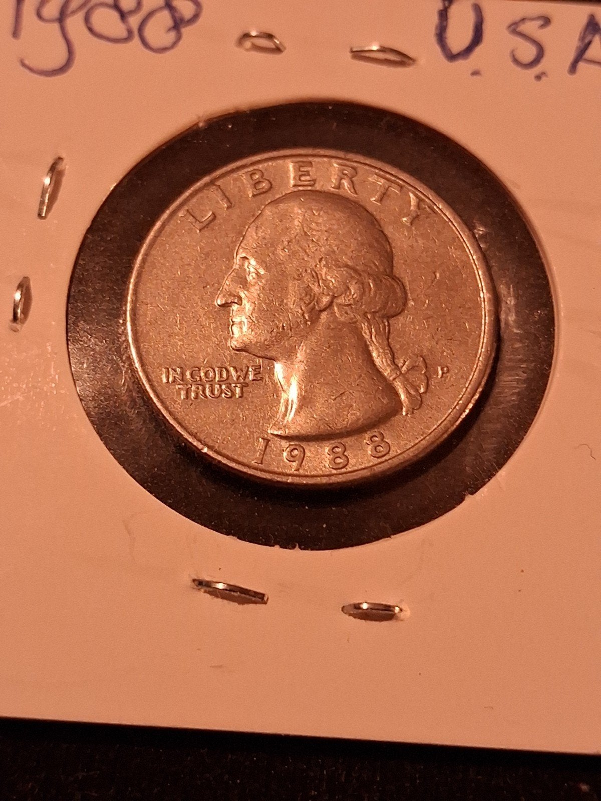 Amerikaanse Quarter Dollar munt 1988, Ophalen of Verzenden, Noord-Amerika, Losse munt