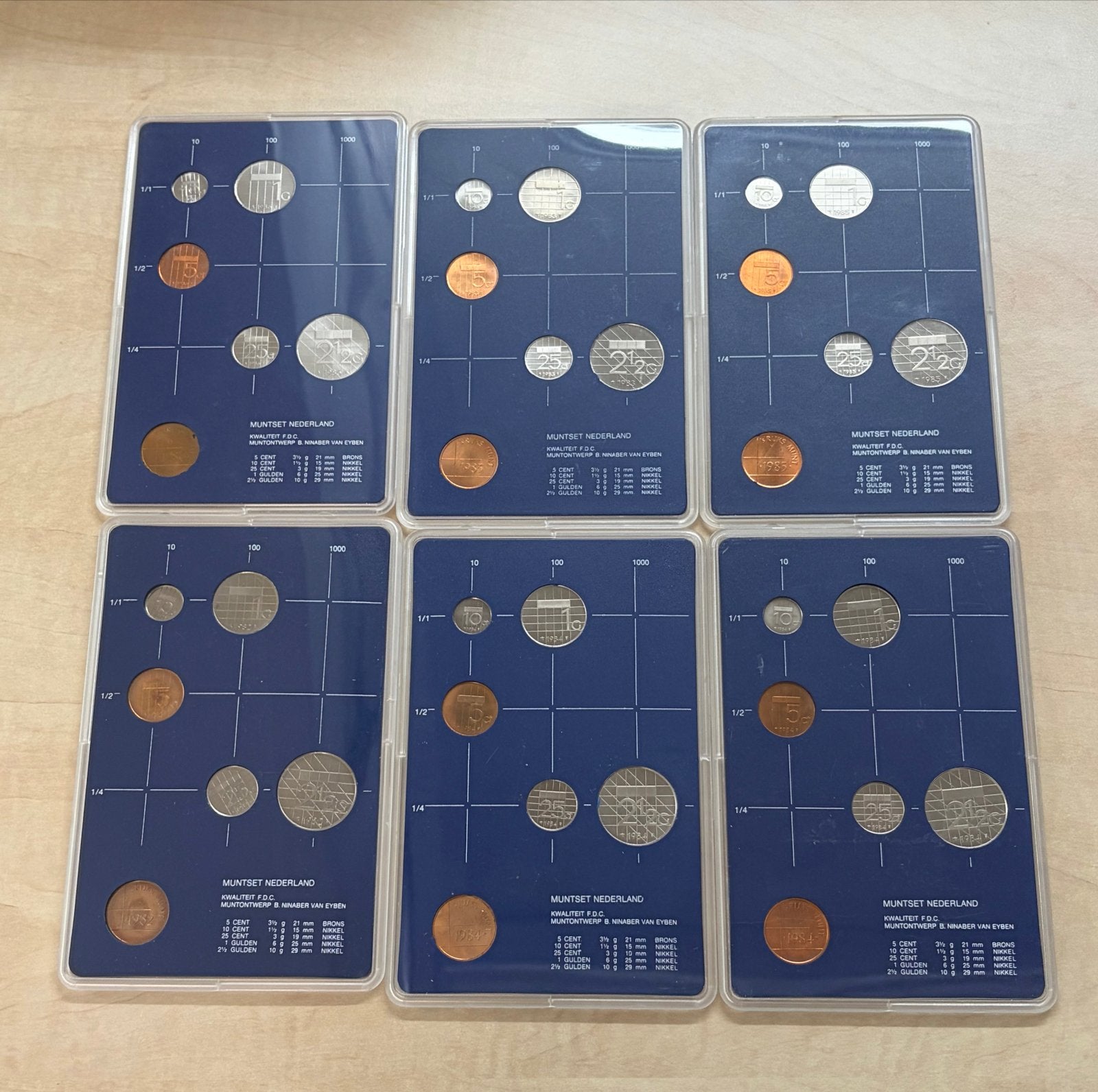 6x Muntset Nederland 1982 t/m 1986- Koningin Beatrix, Postzegels en Munten, Ophalen of Verzenden, Koningin Beatrix, Overige waardes