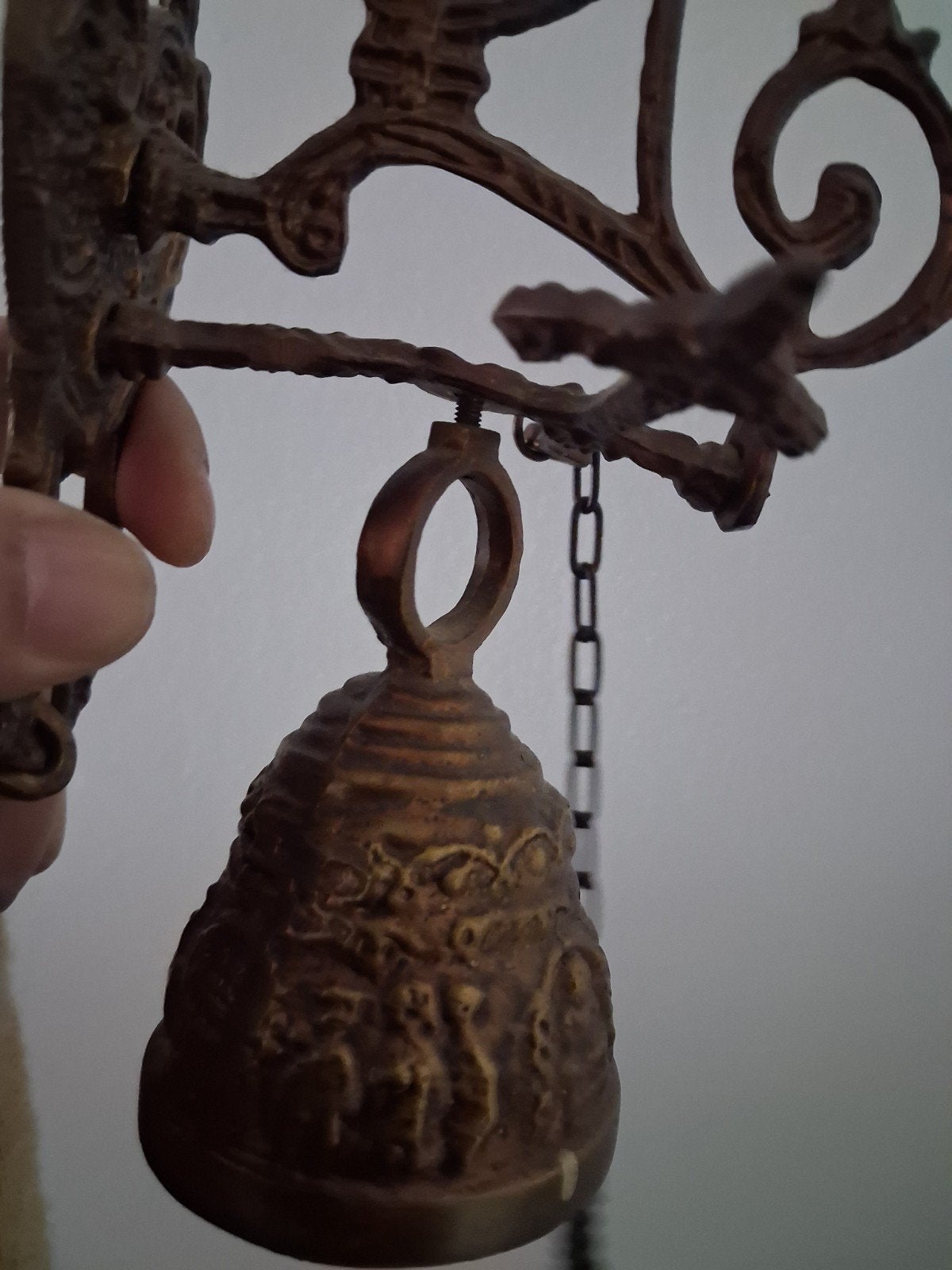 Antieke kloosterbel geel koper/messing  brasbel,deurbel deco, Ophalen of Verzenden