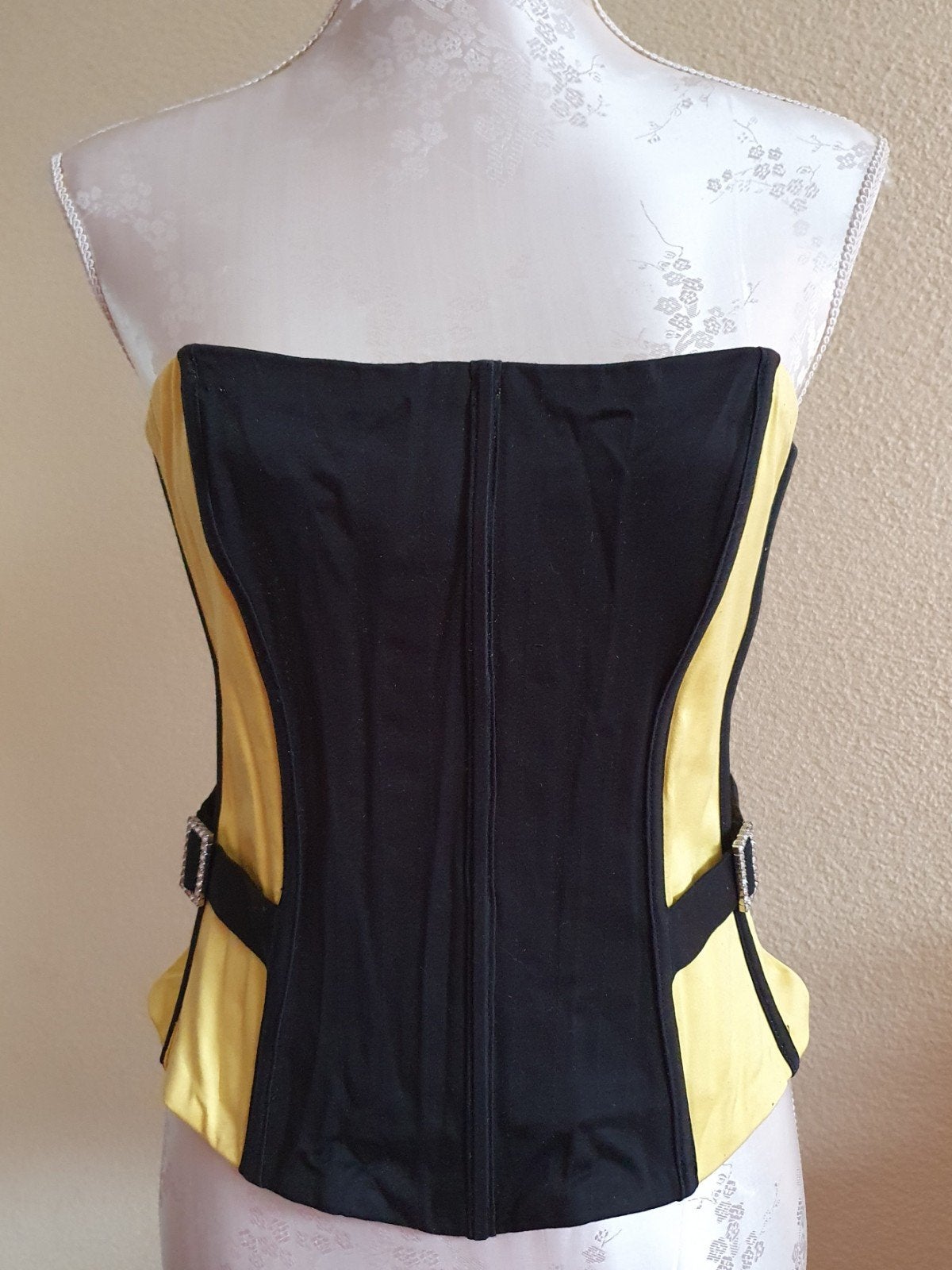 Zwart Geel Strapless Corset met Glitter Gespen - Medium, Pabo Lingerie, Ophalen of Verzenden, Meerkleurig, Body of Korset