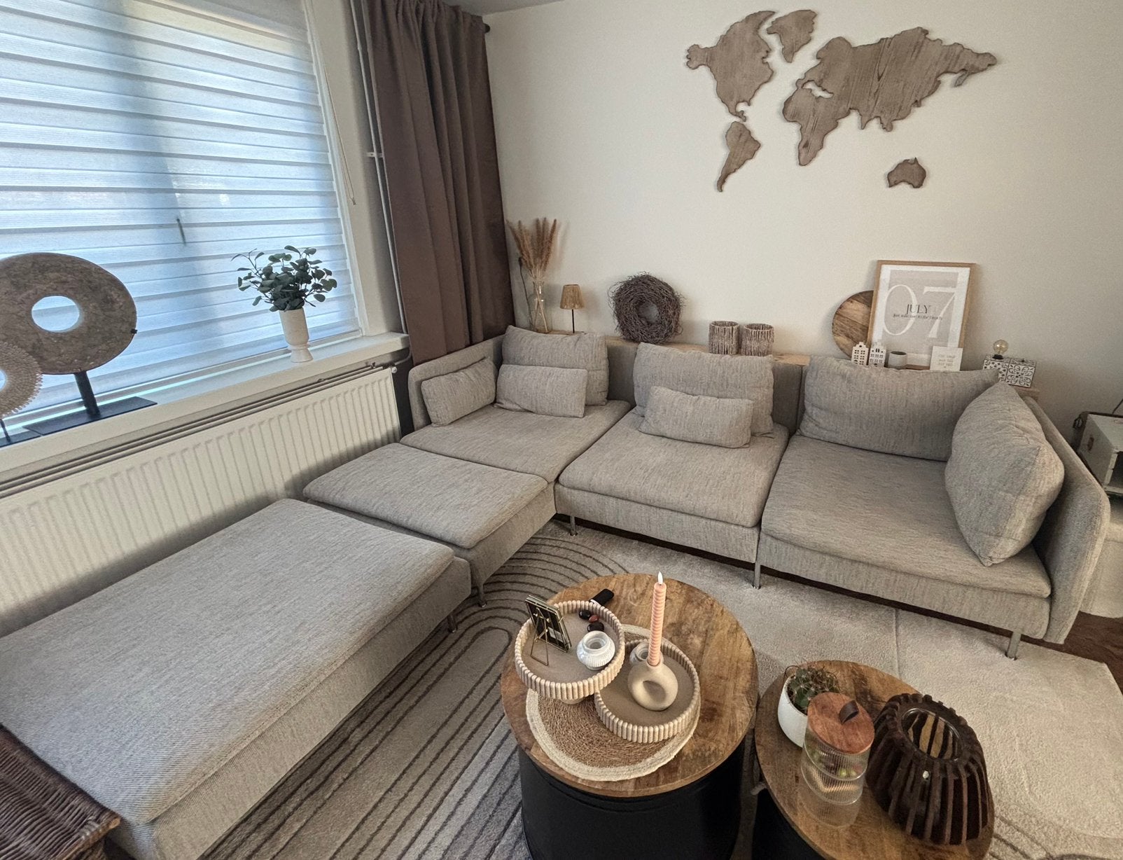 IKEA Söderhamn 4-zits hoekbank met lounge + extra poef, Ophalen, Zo goed als nieuw, Stof