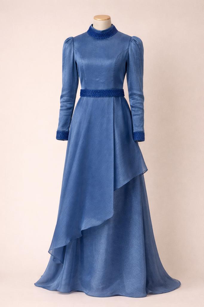 BLAUWE JURK TE HUUR!!, Ophalen, Zo goed als nieuw, Blauw, Galajurk