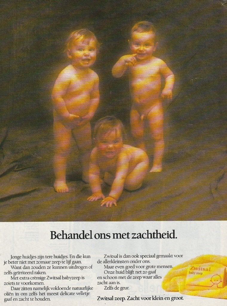 Retro reclame 1986 Zwitsal baby zeep de tere huidjes, Verzamelen, Retro, Verzenden, Overige typen